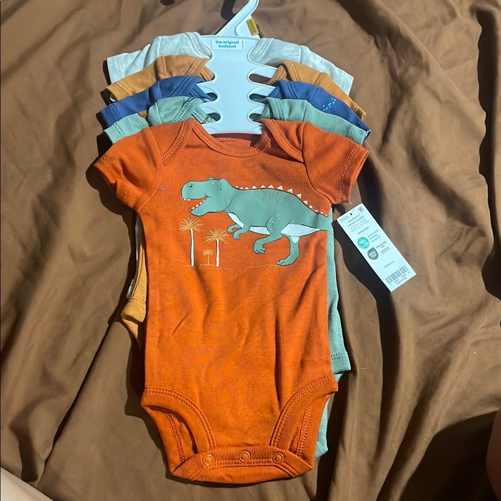 Dinosaur Print Baby Onesie Set w/ 2 Pair of Matching Pants